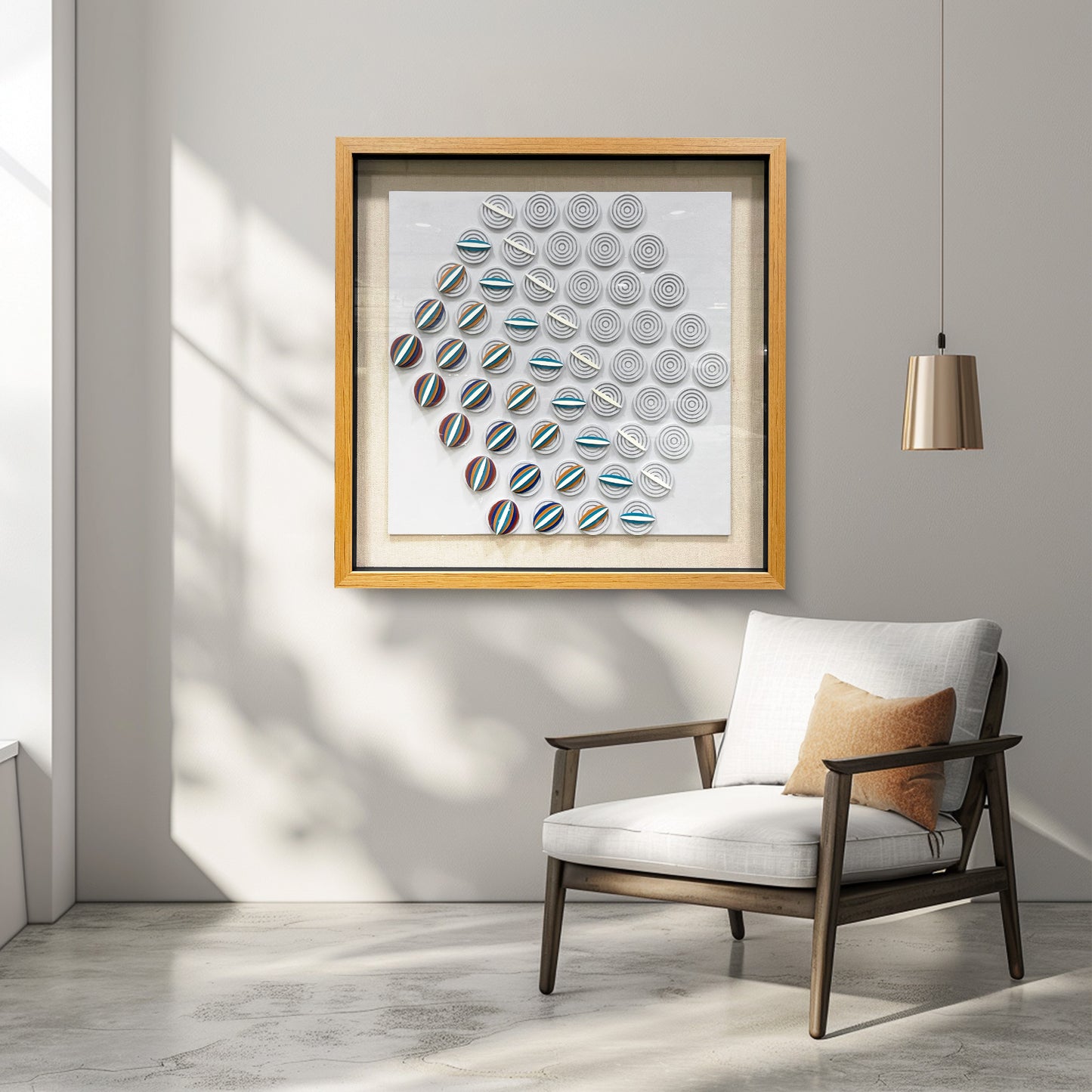Modern Kinetic Geometric Wood Wall Art - Striped Relief Sculpture