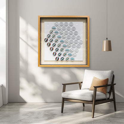 Modern Kinetic Geometric Wood Wall Art - Striped Relief Sculpture