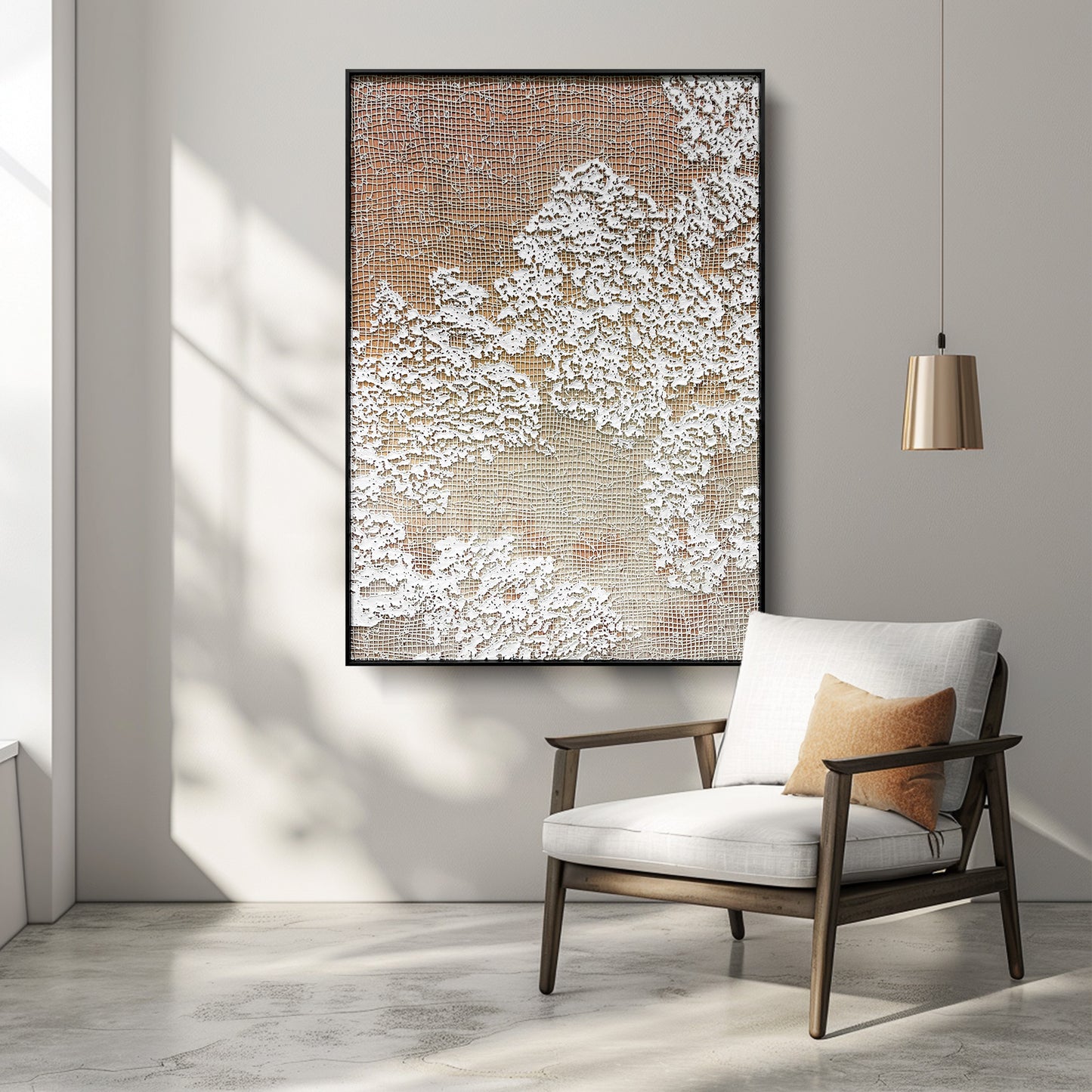 High-End Textured Grid Oil Painting - Modern Wall Art