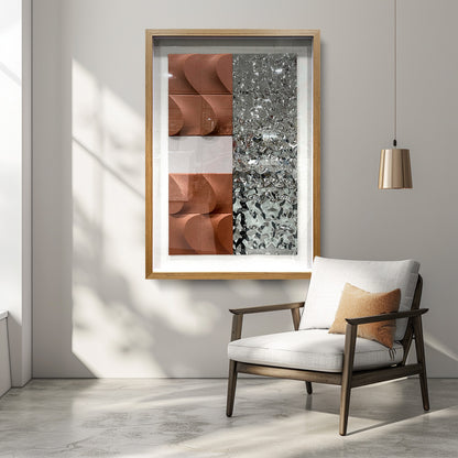 Modern 3D Abstract Wall Relief - Wood & Metal Fusion Statement Piece