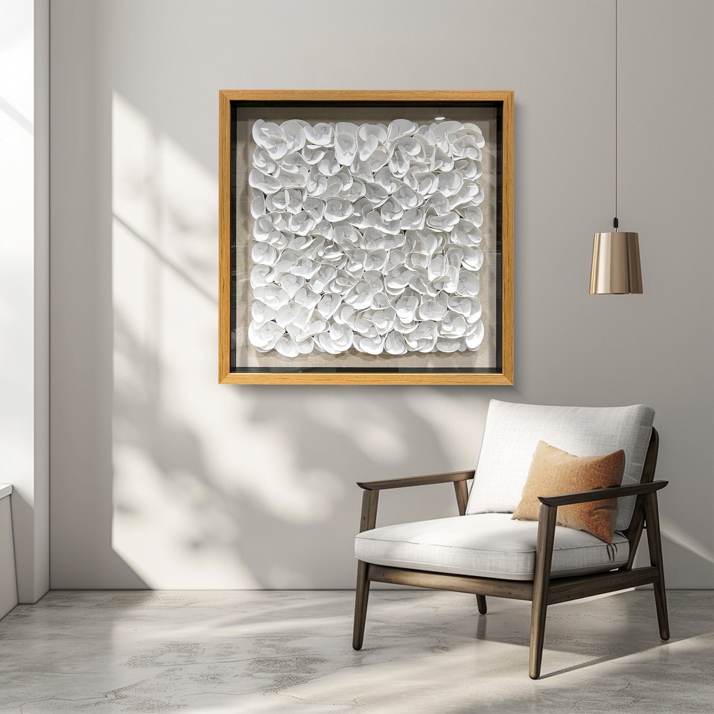 White Monochrome Leather Wall Sculpture - Luxury 3D Geometric Art