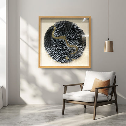 Modern Textured Leather Wall Decor - Circular Mixed Media Art