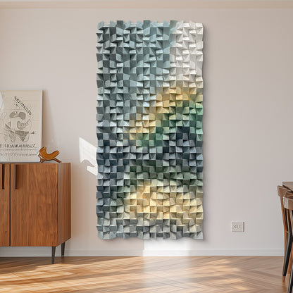 Large triangular wooden block art wall decoration, living room bedroom artistic sense, hanging wall art, home space eye-catching decoration