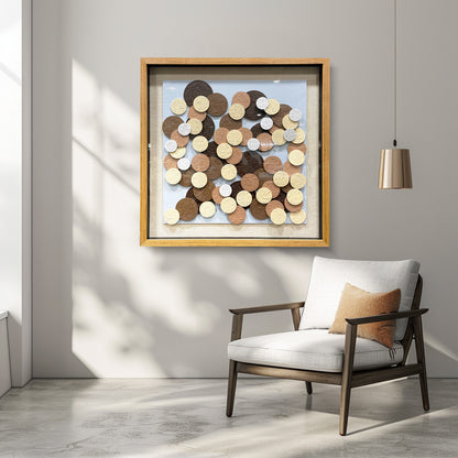 Abstract Overlapping Wood Disc Wall Art - Earthy Round Sculpture