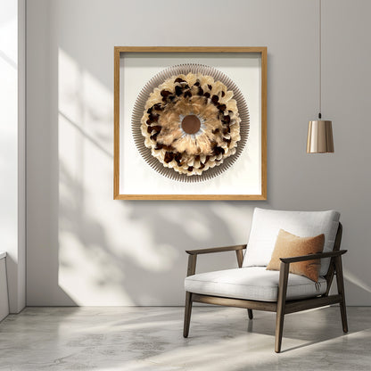 Boho Feather Wall Art - Radial Wood Slats Layered Juju Decor