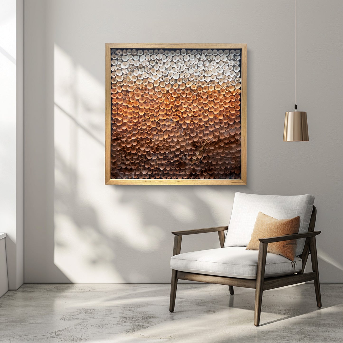 Wood Paper Flower Shadow Box - Modern 3D Wall Sculpture