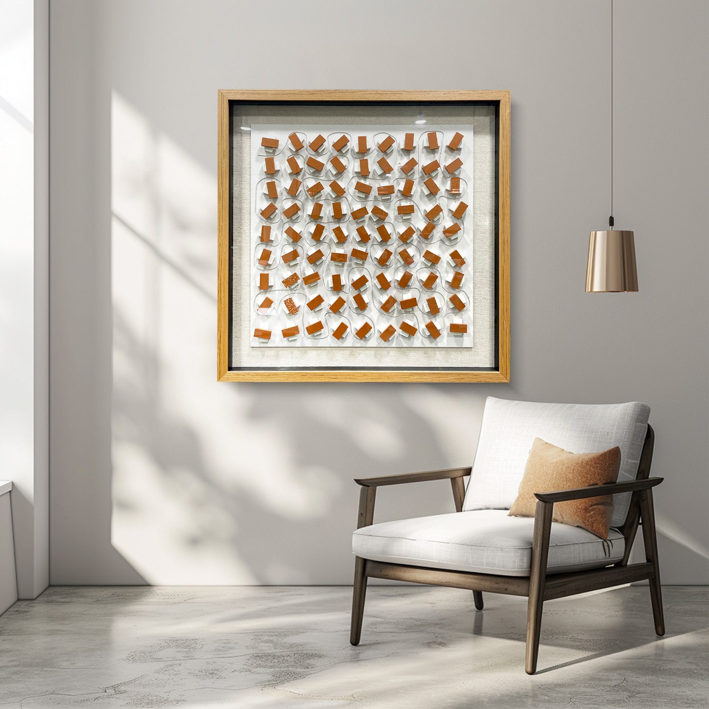 Hand-Painted Carved Wood Wall Art - Modern 3D Relief Panel