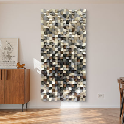 Modern style triangular wooden wall decoration. Artistic decoration for the living room. Eco-friendly wood three-dimensional artwork