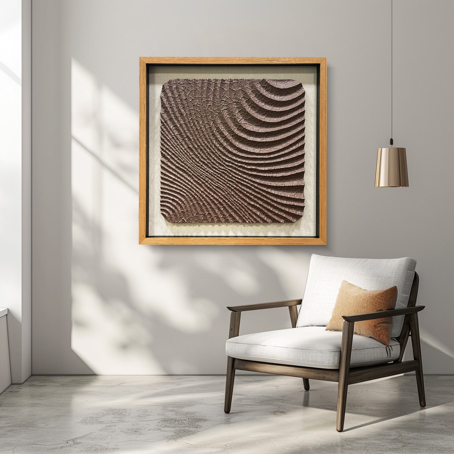 Abstract 3D Relief Wall Art - Hand-Textured Clay Wave Sculpture