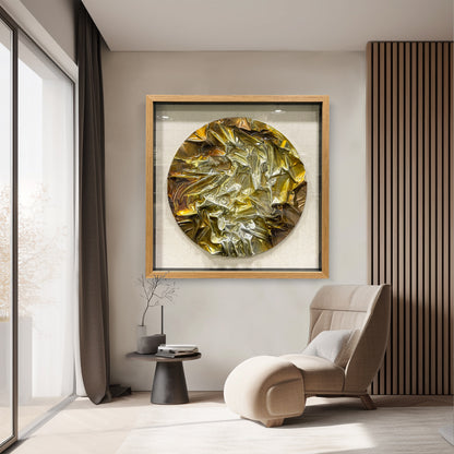 Geometric Resin Wood Block Art - Luxury Shiny Leather Wall Panel