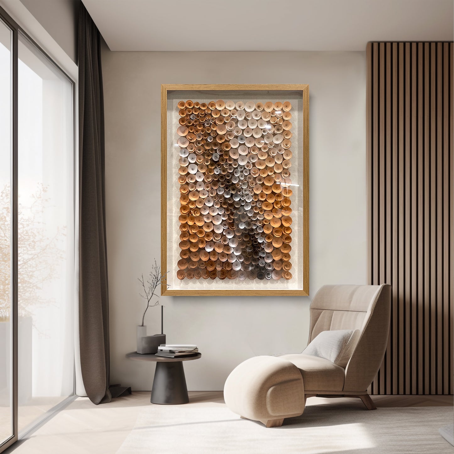 Handmade Wood Blossom Wall Sculpture - 3D Spiral Vortex Art
