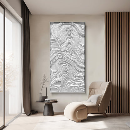 Minimalist Topographic Wood Carving Contour Panel