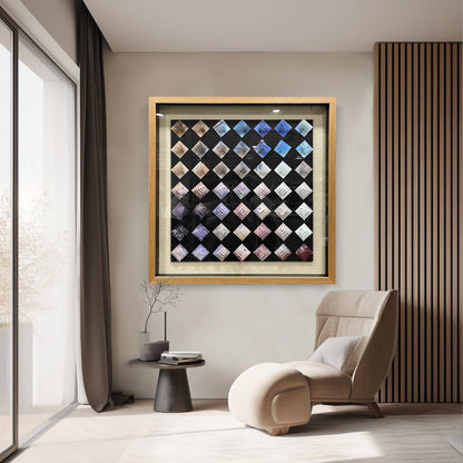 3D Pyramid Metal Matrix Wall Art - Geometric Luxury Sculpture