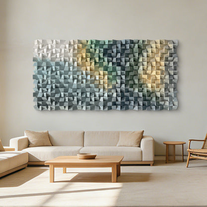 Large triangular wooden block art wall decoration, living room bedroom artistic sense, hanging wall art, home space eye-catching decoration