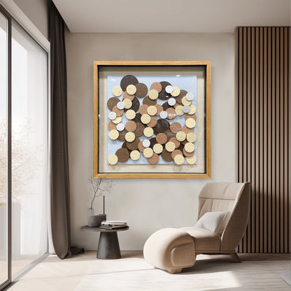 Abstract Overlapping Wood Disc Wall Art - Earthy Round Sculpture