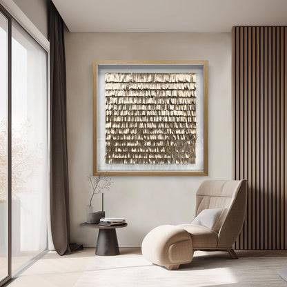 Handmade Gold Leather Wall Art - Textured Sculpture