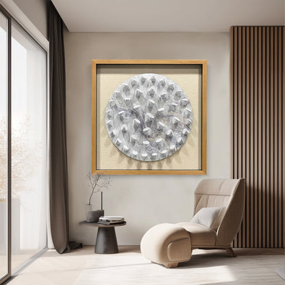 Minimalist Terracotta Wood Block Grid Art - Modern Geometric Panel