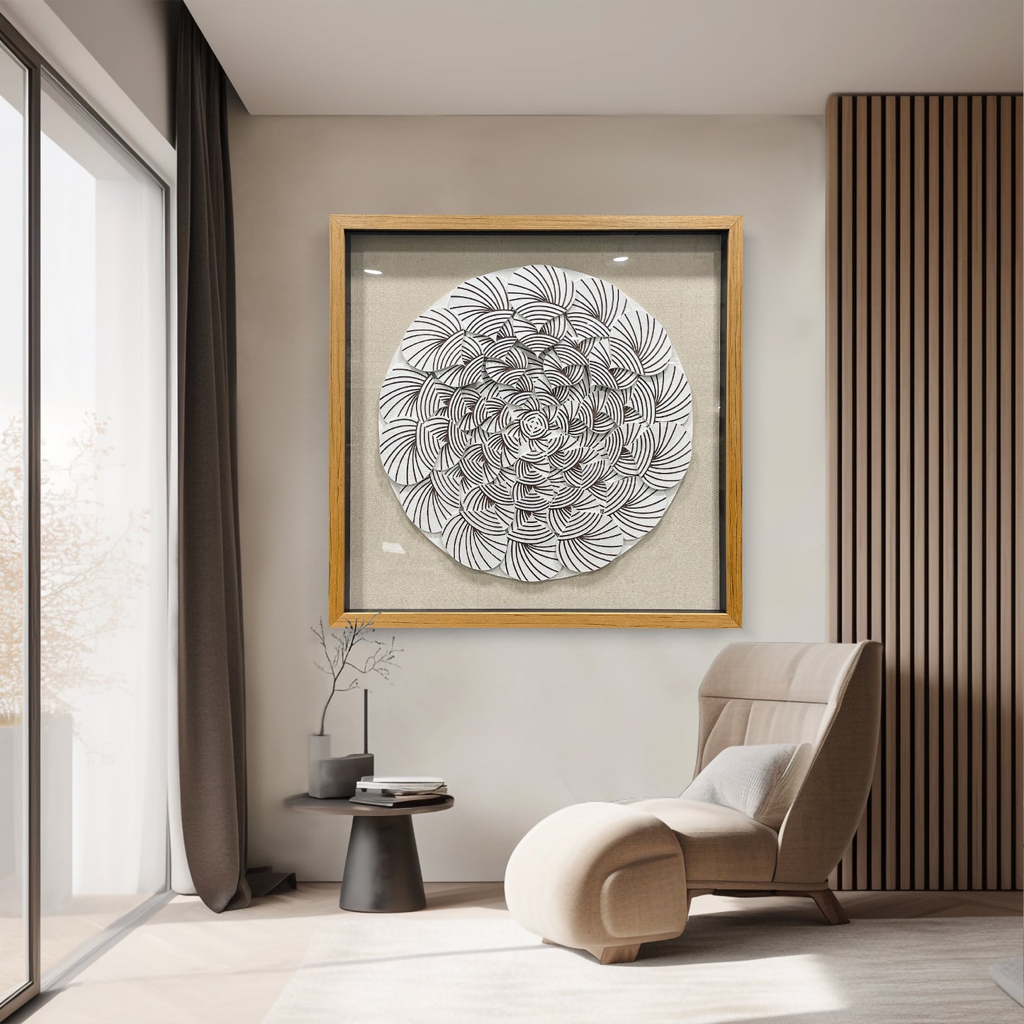 Abstract Gradient Wood Peg Mosaic Art - Textured 3D Shadow Box
