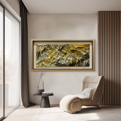 Luxury Abstract Wood Matrix Art - Framed Glossy 3D Wall Panel