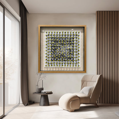 Abstract Carved & Painted Wall Sculpture - 3D Textured Art
