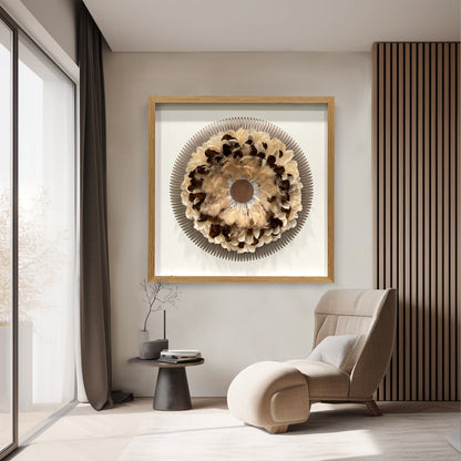 Boho Feather Wall Art - Radial Wood Slats Layered Juju Decor