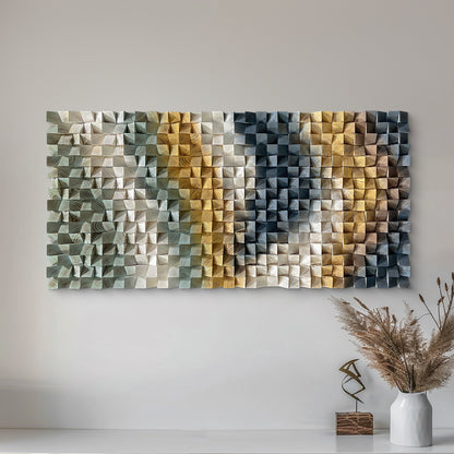 Unique triangular wooden wall art, crafted from natural wood to outline dynamic geometric lines, embodying stylish artistic aesthetics.