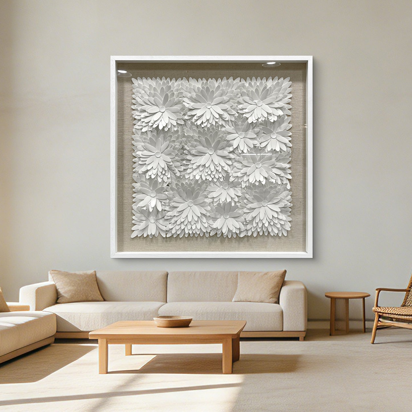 Abstract Layered 3D Floral Textured Framed Wall Decor