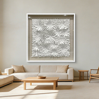 Abstract Layered 3D Floral Textured Framed Wall Decor