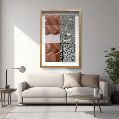 Modern 3D Abstract Wall Relief - Wood & Metal Fusion Statement Piece