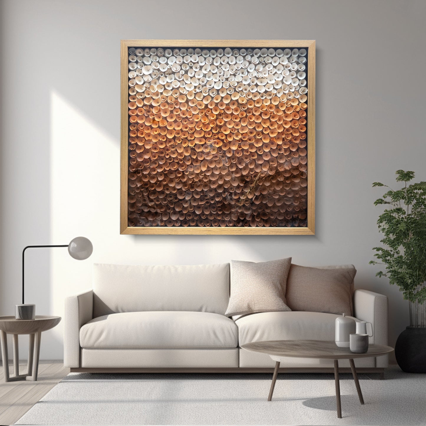 Wood Paper Flower Shadow Box - Modern 3D Wall Sculpture
