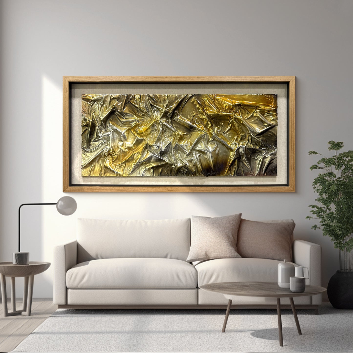 Luxury Abstract Wood Matrix Art - Framed Glossy 3D Wall Panel