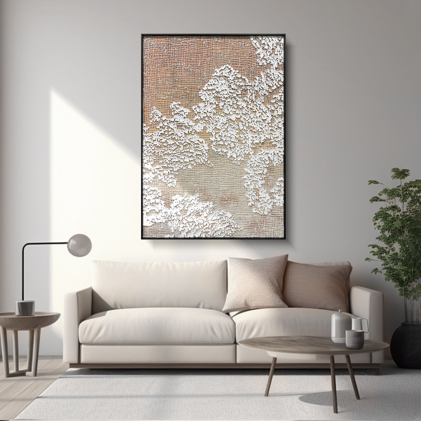 High-End Textured Grid Oil Painting - Modern Wall Art