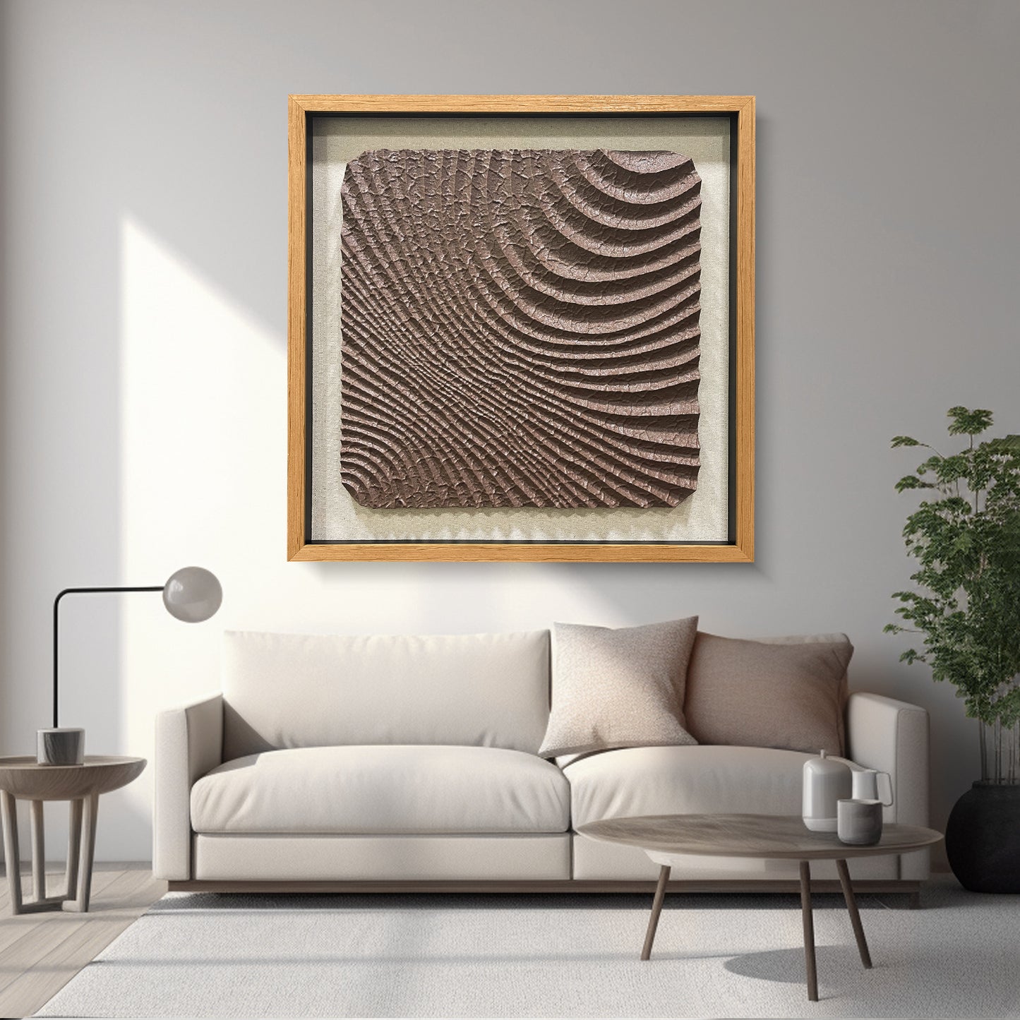 Abstract 3D Relief Wall Art - Hand-Textured Clay Wave Sculpture