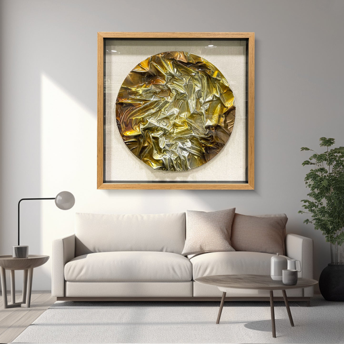 Geometric Resin Wood Block Art - Luxury Shiny Leather Wall Panel