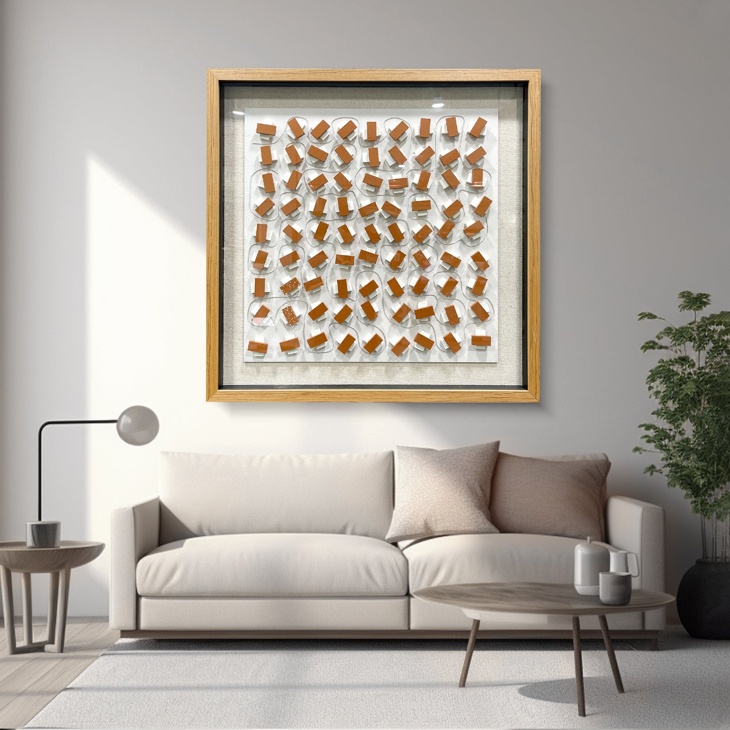 Hand-Painted Carved Wood Wall Art - Modern 3D Relief Panel