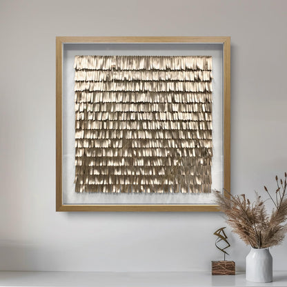 Handmade Gold Leather Wall Art - Textured Sculpture