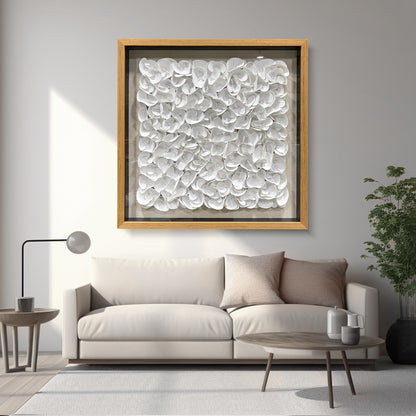 White Monochrome Leather Wall Sculpture - Luxury 3D Geometric Art