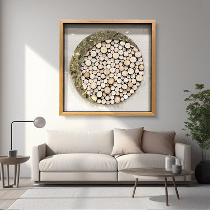 Luxury Framed Log Cross-Section Wall Art - Metallic 3D Sculpture