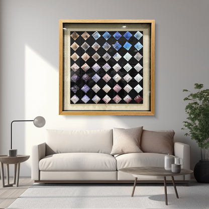 3D Pyramid Metal Matrix Wall Art - Geometric Luxury Sculpture