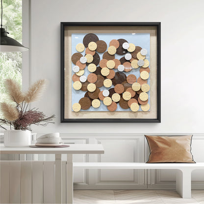 Abstract Overlapping Wood Disc Wall Art - Earthy Round Sculpture