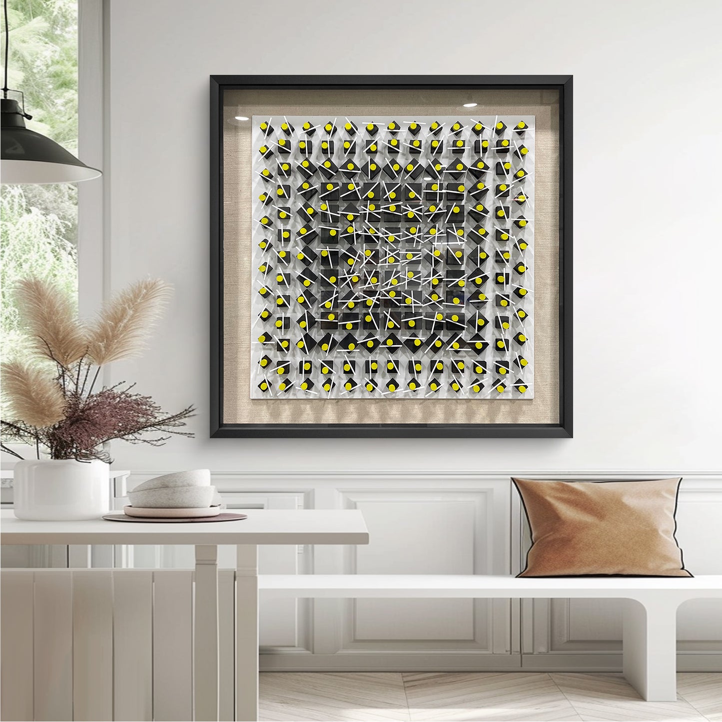 Abstract Carved & Painted Wall Sculpture - 3D Textured Art