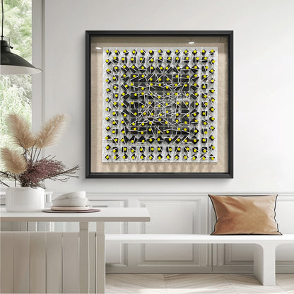 Abstract Carved & Painted Wall Sculpture - 3D Textured Art
