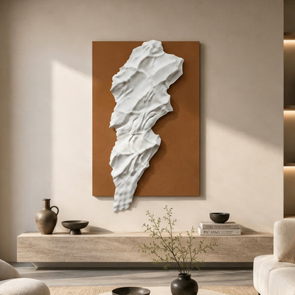 White Melted Form Sandstone Wall Relief