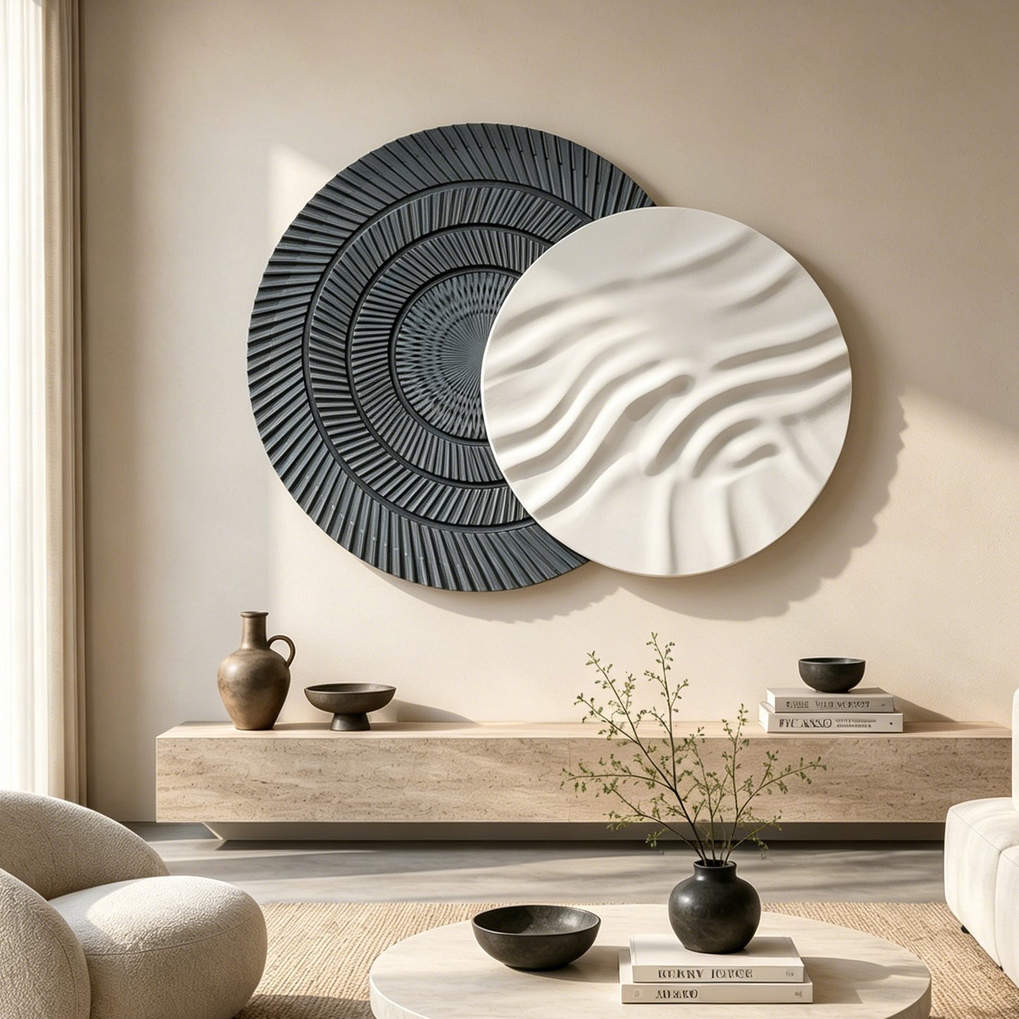 Navy Ivory Overlap Round Wall Art