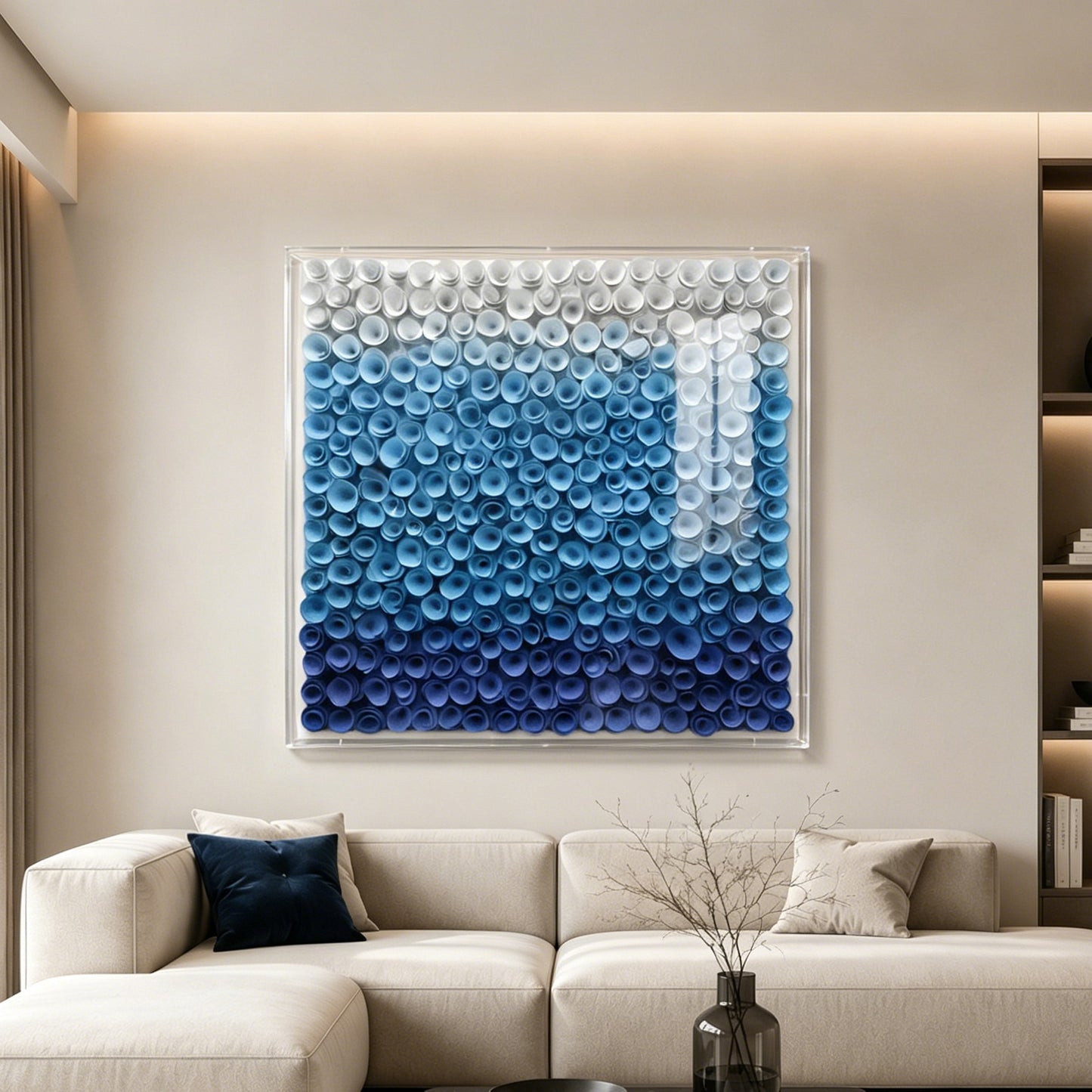Blue Bloom Wood Flower Wall Panel