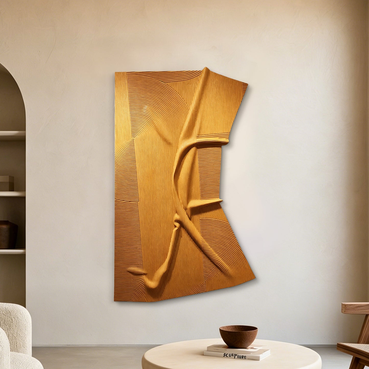 Golden Fold Carved Wall Panel