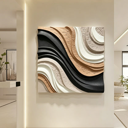 Black Terracotta Layered Wall Relief