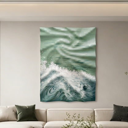 Emerald Silk Wave Textured Wall Art