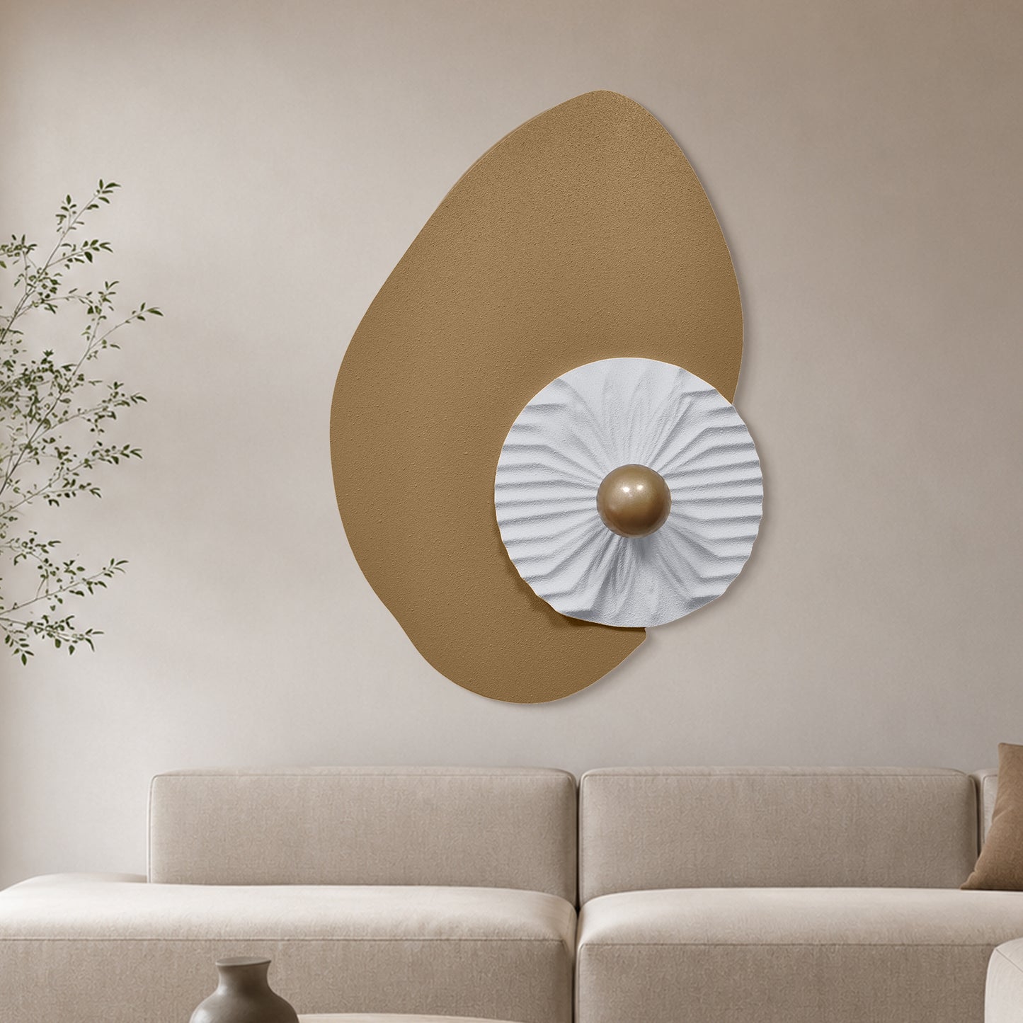Taupe Shell Pearl Wall Sculpture