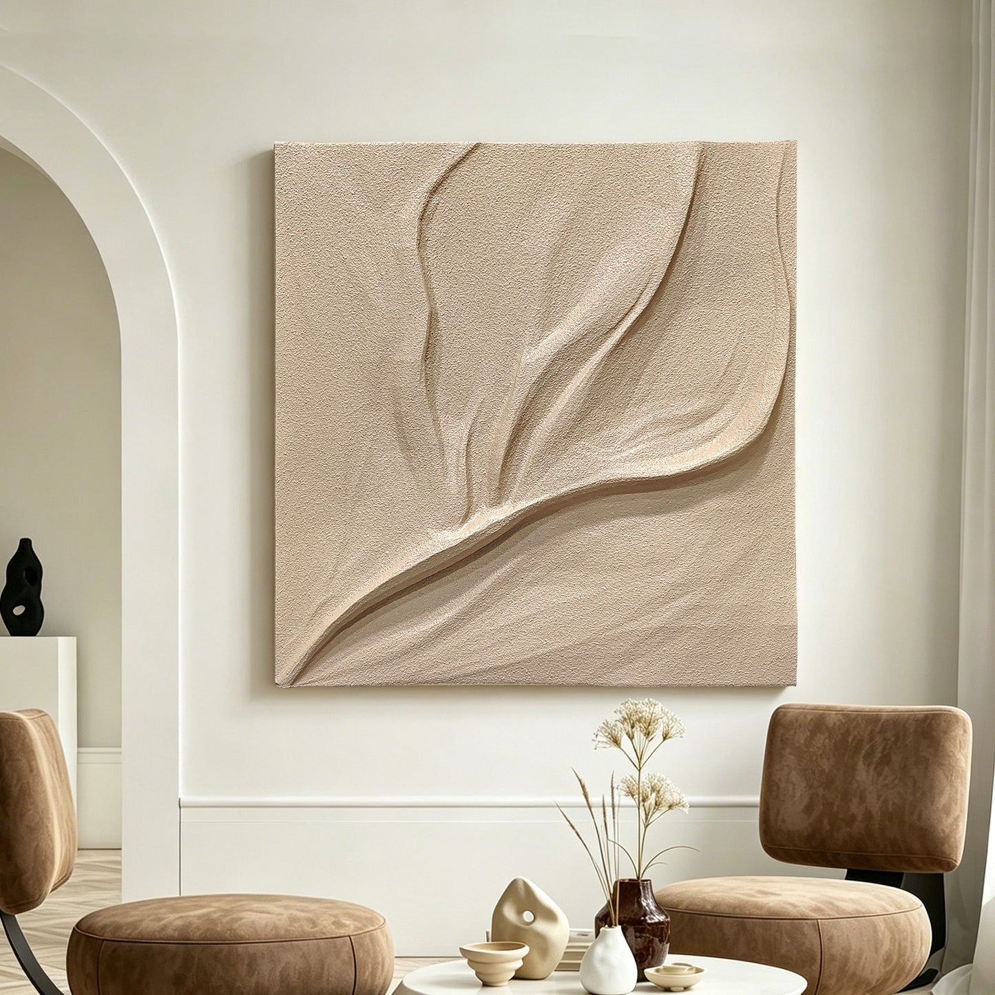 Ivory Leaf Carved Wall Relief